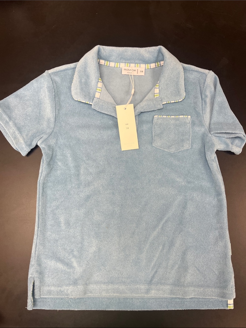 Minnow nwt 7/8y Blue Terry Polo with Contrast Trim